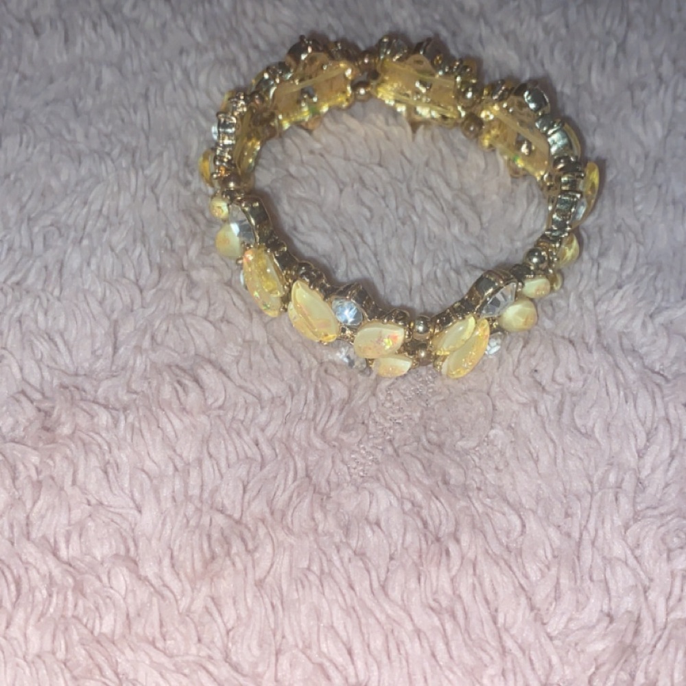Gold-Tone Yellow Crystal Stretch Bracelet - Women's Jewelry